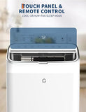 14,000 BTU Portable Air Conditioner, 3 in-1 Standing AC Unit with Dehumidifier and Fan, Remote and LED Touch Panel, Sleep Mode, Window Kit, Cools up to 750 Sq.Ft., Quiet Operation, White Top