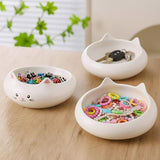 Cat Food Bowl, Ceramic Cat Bowls, Cute Kitten Water Bowl with 7.1oz Capacity, Slanted Kitten Feeding Dish 6.5 inch, Whisker Fatigue Friendly, Adorable and Multi-Use Home Decor