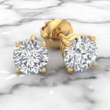 0.25 Carat - 10 Carat Round Cut Lab-Grown Diamond 4-Prong Stud Earrings