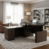 66.93'' L Shaped Executive Standing Desk with Pre-Assembled Frame & Lockable Cabinets