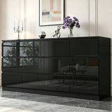 12 Drawers Dresser with Charging Station, Modern Large Dresser with 12 Handle Free Drawers