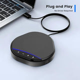 Ynoonvon Conference Speakerphone with 360° Voice Pickup, AI Noise Reduction & Echo Cancellation, USB Plug and Play Desktop Microphone Speaker
