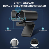 Ynoonvon Webcam with 5W Speaker and Microphones for PC,Computer USB Camera 5X Digital Zoom ePTZ 1080P Webcam with Privacy Cover & Remote