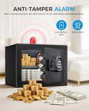 GTPLAYER Electronic Fingerprint Safe, 0.8 Cubic Feet Security Lock Box with Keypad, Hidden Safe for College Dorm, Home, Valuables, Cash, Jewelry & Files