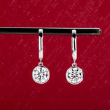 14K White Gold Dangle Drop Hoop Earrings