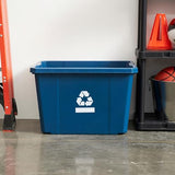 Living Medium Curbside Blue Box, Plastic 17 Gallon/64 Litre Home Trash Can Refuse and Recycling Bin