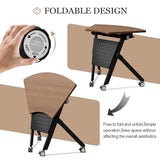 Conference Table, Round | Rectangular Training Table, Mobile Modular Meeting Room Table with Locking Wheels