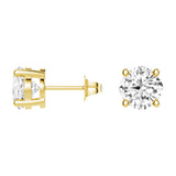 MSBLUE®Yellow 2 Ct. DEW Cushion Cut 4-Prong Solitaire Stud Earrings | Alternative | D Color VVS1 Clarity | Hypoallergenic, For Anniversary, Gift, Women
