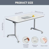 Modern Mobile Training Table with Wheels, White Foldable Seminar Meeting Tables for Office