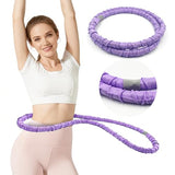 2 lbs Weighted Soft Velvet Hula Hoop Women, Spring Exercise Fitness Hoop Weight Loss Adults Collapsible Portable, No Bruising (Purple)