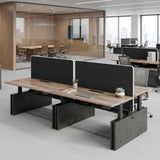 Two-Person Standing Office Desk with Built-In USB Outlet, Adjustable Computer Double Cubicle Desk