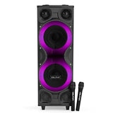 Dolphin High-Power Big Party Speaker – X-BASS, Strobe & LED Infinity Lights, Bluetooth, Wood Cabinet MDF, 2 UHF Wireless Mics, 120W, Long-Lasting Battery for DJ & Karaoke