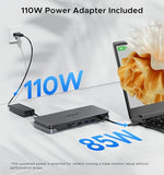 Acer Premium 13-in-1 Docking Station with 110W PD & Triple Monitor Support | Dual 4K HDMI and DP,5Gbps USB A/C,Gigabit Ethernet