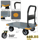 WUD Push Cart, Folding Mobile Platform Trolley,Thickened and Reinforced
