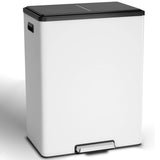 GAOMON Kitchen Dual Trash Can and Recycling Bin, 2 x 8 Gallon Stainless Steel Trash Can, 60 Liter, Removable Inner Bin and Soft Close Lid, Suitable for Home, Office, Business - White