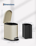 GarveeHome 1.6 Gal Step-On Trash Can, Stainless Steel Small Bathroom Garbage Bin with Soft Close Lid, Slim Space-Saving Design