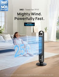 Dreo Tower Fan for Bedroom, 90° Oscillating Standing Fans for Room with 4 Speeds, 3 Modes, 28dB Quiet for Sleep, 25ft/s Velocity, 8H Timer, Remote, Living Room, Office, Home, Black