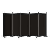 Black 5-Panel Room Divider 170.5x70.9 Inches Fabric Screen