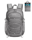 WATERFLY Small Lightweight Packable Backpack: 15L Mini Ultra Light Foldable Travel Daypack with Breathable Shoulder Strap Outdoor Hiking Camping Day Pack for Women Men Gray