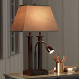 Possini Euro Design Deacon 26" High Modern Desk Table Lamp with USB Charging Ports A+C and AC Power Outlet in Base