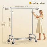 Heavy Duty Clothes Rack 75" Extra Wide, 450 LBS Clothing Rack with 4 Hooks, Lockable Wheels, Metal Garment Rack for Bedroom, Laundry Room, Commercial