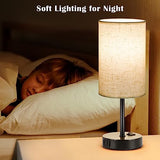 ZJOJO Table Lamp for Bedroom Set of 2, Bedside Small Lamps with 3 Way Dimmable Rocker Switch and AC Outlet