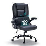 400lbs Ergonomic Executive Office Chair, High Back PU Leather Home Desk Chair with 3D Flip Armrests, Lumbar Support, Pocket Spring Cushion, Swivel Rolling Big and Tall Chair for Home Office Gaming