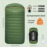 QEZER XL Sleeping Bag-600 Fill Power Down Sleeping Bag for Adults, Ultralight Ideal for Backpacking, Camping, Hiking