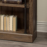 Martin Furniture Avondale 120" W Contemporary Wood Bookcase Wall with Ladder Storage Organizer Display, 5 Adjustable Shelves