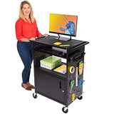 AV Cart | Computer Cart with Pegboard Siding & 12 Hooks for Customizable Storage