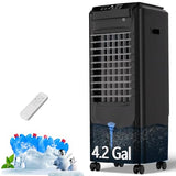 Swamp Cooler, 1800 CFM Windowless Portable Air Conditioners with 4.2 Gal Water Tank, 120° Swing,12H Timer,3 Modes & 3 Speeds,4 Ice Packs, Evaporative Air Cooler for Room,Bedroom,Office,Black