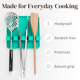Cooler Kitchen Aqua Green Silicone Spoon Rest for Stove Top with Drip Pad (Two Pack) - Heat-Resistant, BPA-Free Utensil Rest & Spoon Holder for Kitchen Counter - Grill Utensil Holder for Spatulas