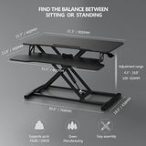 Height Adjustable Standing Desk 32” Wide Sit to Stand Converter Stand Up Desk