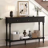 JOINICE Black Console Table with Drawers for Entryway 43", French Modern