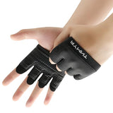 RYMNT Minimal Workout Gloves,Short Micro Weight Lifting Gloves Grip Pads with Full Palm Protection & Extra Grip, Black-XSmall