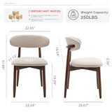 COLAMY Wooden Dining Chairs Set of 6, Modern Upholstered Fabric Dining Room Chair, Farmhouse Kitchen Side Chairs with Foot Pegs, Beige