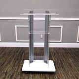 FixtureDisplays Clear Acrylic Plexiglass Podium Curved Steel Sides