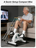 LUBBYGIM Mini Exercise Bike, Under Desk Bike Pedal Exerciser for Seniors & Physical Therapy, Electric Motorized Foot Pedal Machine, White
