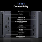 Thunderbolt 4 Dock 13-in-1 40Gbps Docking Station with Dual 4K@60Hz Single 8K Display, 90W Charging for Laptop