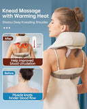 PERLEVI Neck and Shoulder Massager for Pain Relief Deep Tissue-Shiatsu Deep Kneading Massager with Heat to Relieve Neck Shoulder Back Waist Leg Muscle Soreness Fatigue (Beige)