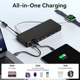 Thunderbolt 4 Dock - 16 Ports, Laptop Docking Station Dual Monitor for MacBook, Docking Station 3 Monitors for Windows with 150W DC Power