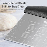 Ourokhome 2 Pack Bench Scraper Dough Cutter, Stainless Steel Dough Scraper with Laser-Etched Scale, Conversion Chart, Non-Slip Handle, Dishwasher Safe for Bread & Pastry, Black
