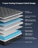 Firm Queen Mattress 14 inch, Cooling Hybrid Queen Mattress in a Box