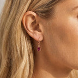 Galaxy Gold 14K Solid Gold 3.5 Carat Lab Grown Ruby Pear Drop Earrings