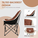 Northroad Folding Camping Chair,Oversized Portable Camping Chair w/Cup Holder,Heavy Duty Padded Lawn Chair for Outdoor, Tailgates, Beach, and Sports, Cream