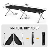 HOMSUPPLIE'S Folding Camping Cot,Outdoor Portable Camp Bed, Sleeping Cots with Carry Bag (Black)