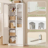 Cyclysio 80" Tall Bookcase with 4 Doors & Adjustable Shelves - Modern Bookcase with Built-in Baseboard Notch