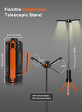 Rechargeable Telescopic Camping Light, 15000mAh Collapsible Lantern with 270° Rotation & Dimming, Portable Flashlight, Waterproof Tent Light for Outdoor Camping, Hiking, Barbecue, Fishing & Emergency