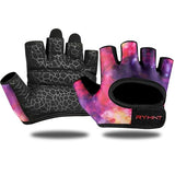 RYMNT Minimal Weight Lifting Gloves,Short Micro Workout Gloves Grip Pads with Full Palm Protection & Extra Grip, Galaxy-Medium