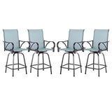 Sophia & William Outdoor Bar Stools Set of 4, Swivel Bar Chairs, Tall Patio Chairs, Outdoor High Top Chairs, Supports 300 lbs (Baby-Blue Fabric)
